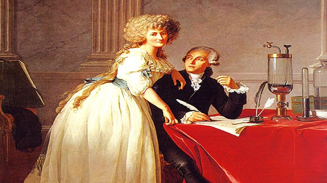 لوحة فنية للافوازييه وزوجته آن ماري -رسمها الفنان لويس ديفيد